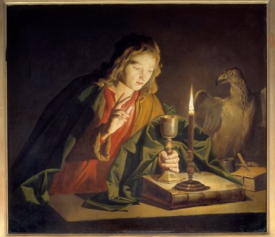 マティアス・ストーム(Matthias Stom)による福音書記者聖ヨハネの絵画(1600-1650) 作： Matthias (c.1600 p.1650) Stomer