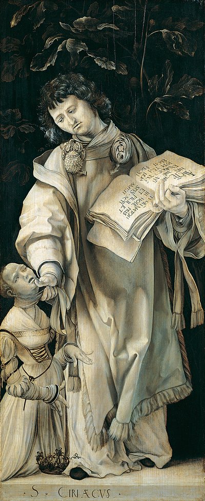 聖キリアスを描いたヘラー祭壇のパネル 作： Matthias Grünewald