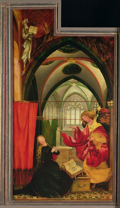イゼンハイムの祭壇画。左翼：受胎告知 作： Matthias Grünewald
