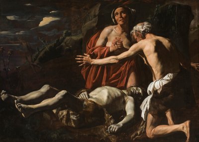 アダムとイブは、アベル、1632-1635の死を悼みます。 作： Matthias Stomer