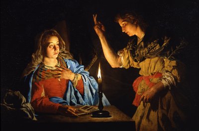 受胎告知、17世紀初頭。 作： Matthias Stomer