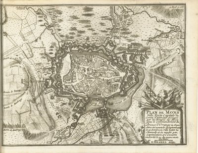 ベレグ ヴァン ベルゲン、1709 年 モンス ヴィル フォルテの計画 (...) 連合軍に包囲される。 オレンジの王子 (...) の指揮下 (オブジェクトのタイトル) 作： Matthijs Pool (possibly)