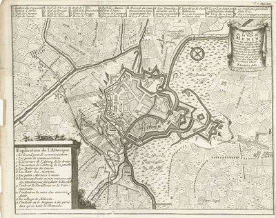 メニン包囲戦、1706年 Plan de la Ville de Menin (...) (オブジェクトのタイトル) 作： Matthijs Pool (possibly)
