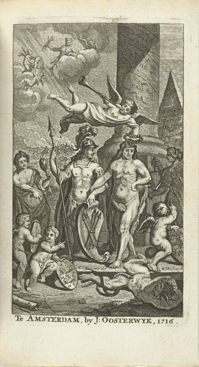 JEのタイトルページを刻印。 ラミグ：ヨハン・ウィレム・フリソ殿下の生涯、1716年 作： Matthijs Pool