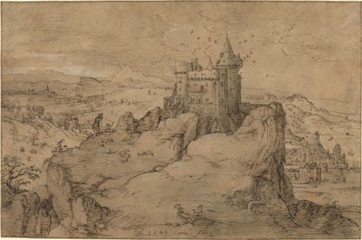 港の上に城のある風景 作： Matthys Cock