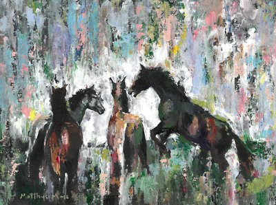 表情豊かな野生の馬たち 作： 