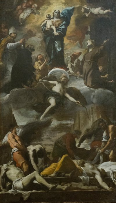 Esboço do afresco votivo para a praga de 1656 作： Mattia (1613 99) Preti