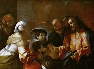 子供たちを祝福するキリスト 小さな子供たちを私のところに来させてください。 1635年。 作： Mattia Preti