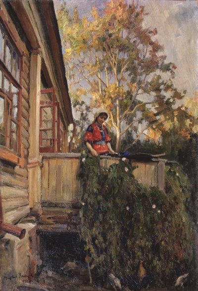 バルコニーで、1912年 作： Matvei Markovich Zaytsev