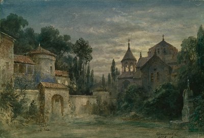 オペラの舞台デザイン、G。ヴェルディ作「運命の力」、1875年 作： Matvey Andreyevich Shishkov