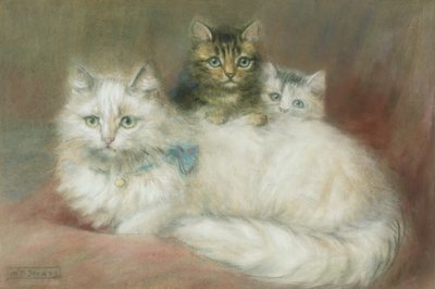 ペルシャ猫と子猫 作： Maud D. Heaps