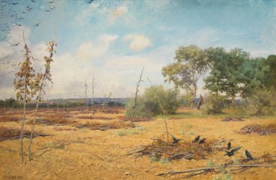 ホップが収容され、庭園がむき出しになったとき、1888 作： Maud Naftel