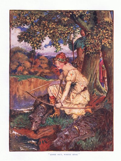 白いクワガタ、イラスト、Lady Anns Fairy Tales、1914から出てくる 作： Maud Tindal Atkinson