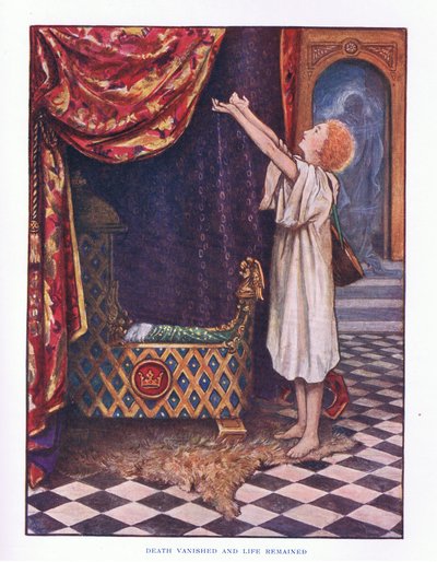死は消え、生命は残った、レディ・アン・フェアリー・テイルズのイラスト、1914 作： Maud Tindal Atkinson