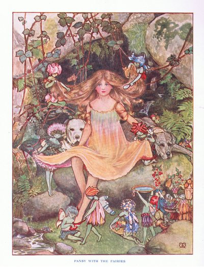 妖精のいるパンジー、レディアン童話、1914年のイラスト 作： Maud Tindal Atkinson