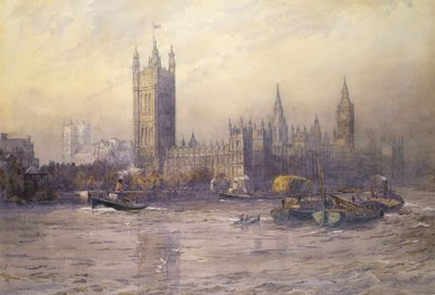 国会議事堂、水彩画 作： Maude Parker