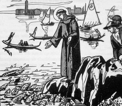 St Francis of Assisi preaching to fishes in Rimini, engraved by Jacques Beltrand after drawing by Maurice Denis   1457098   ja       japanese Successfully Translated  Original: Untitled (colour woodcut) Translat: Untitled (colour woodcut) 1456084 ja japane 作： Maurice (after) Denis