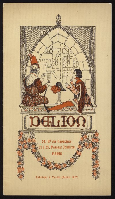 1908年にパリのデリオンが発行した帽子カタログの表紙イラスト（リソ） 作： Maurice Berty