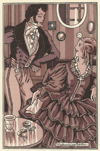 Henri Murger 作 Scenes de la Vie de Boheme のイラスト (litho) 作： Maurice Berty