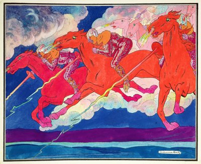 天国から降りるアッティラの軍団、1920年頃（紙に水彩） 作： Maurice Berty