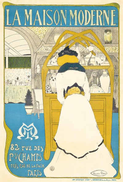 パリのアートギャラリー「La Maison Moderne」の宣伝ポスター。1899年、1898年にJulius Meier-Graefeによりオープン。 作： Maurice Biais