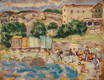 ビーチと村 作： Maurice Brazil Prendergast