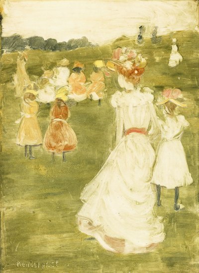 公園の人物、1895-97年頃 作： Maurice Brazil Prendergast