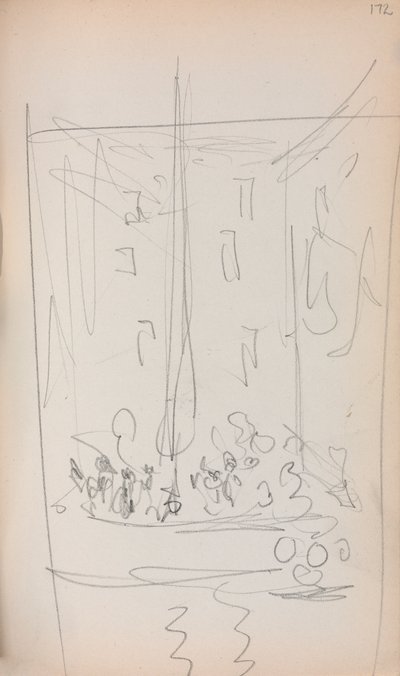 イタリアのスケッチブック：フィギュア付きボートページ172、1898-1899。 作： Maurice Brazil Prendergast
