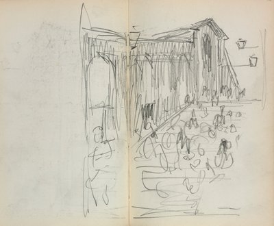 イタリアのスケッチブック：橋と図95および96、1898〜1899年。 作： Maurice Brazil Prendergast