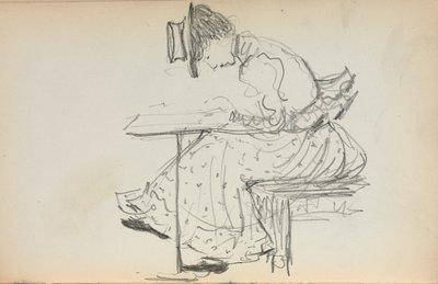 イタリアのスケッチブック：着席女性107ページ、1898- 1899年。 作： Maurice Brazil Prendergast