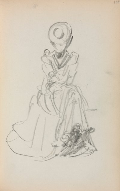 イタリアのスケッチブック：着席女性114ページ、1898-1899年。 作： Maurice Brazil Prendergast
