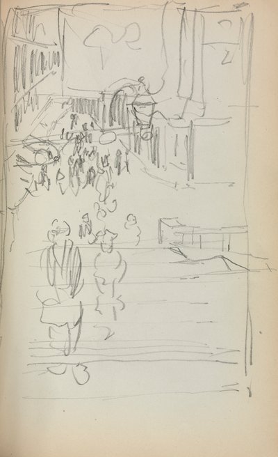 イタリアのスケッチブック：階段と数字のページ165、1898〜1899。 作： Maurice Brazil Prendergast