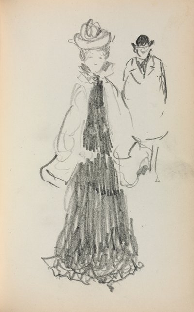イタリアのスケッチブック：立っている女と男の125ページ、1898年から1899年。 作： Maurice Brazil Prendergast