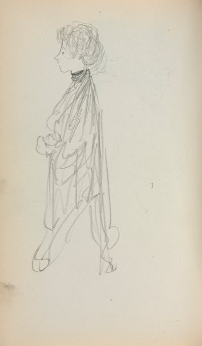 イタリアのスケッチブック：プロファイルの立っている女性、51ページ、1898〜1899年。 作： Maurice Brazil Prendergast