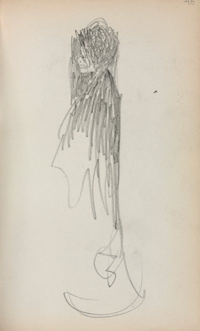 イタリアのスケッチブック：プロファイルページ48、1898〜1899で立っている女性。 作： Maurice Brazil Prendergast