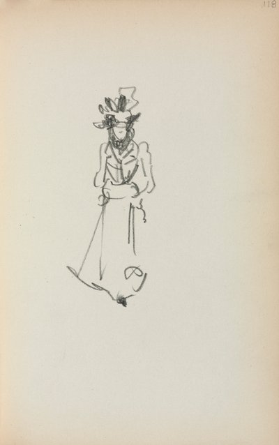 イタリアのスケッチブック：立っている女性118ページ、1898- 1899年。 作： Maurice Brazil Prendergast