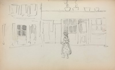 イタリアのスケッチブック：少女とストリートシーンのページ159、1898〜1899。 作： Maurice Brazil Prendergast