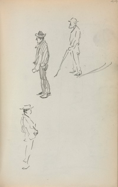 イタリアのスケッチブック：3人の立っている男性の44ページ、1898年から1899年。 作： Maurice Brazil Prendergast