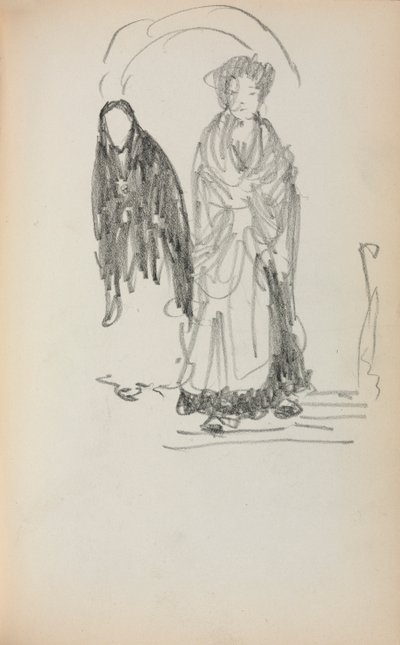 イタリアのスケッチブック：2人の立っている女性のページ123、1898〜1899。 作： Maurice Brazil Prendergast