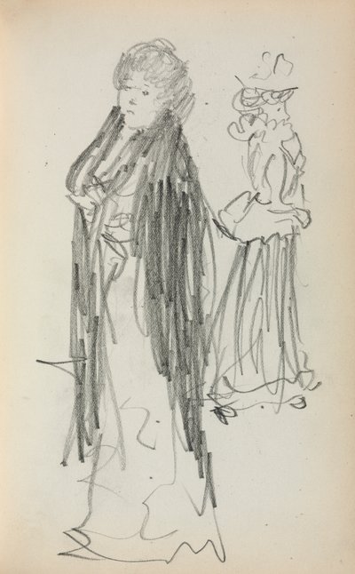 イタリアのスケッチブック：2人の立っている女性のページ129、1898〜1899。 作： Maurice Brazil Prendergast