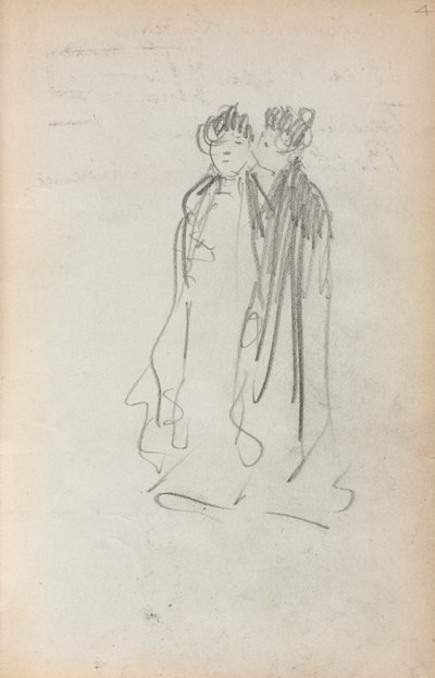 イタリアのスケッチブック：2人の立っている女性のページ4、1898〜1899。 作： Maurice Brazil Prendergast