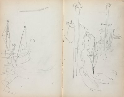 イタリアのスケッチブック：ベネチアンハーバービューの33＆34ページ、1898〜1899年。 作： Maurice Brazil Prendergast