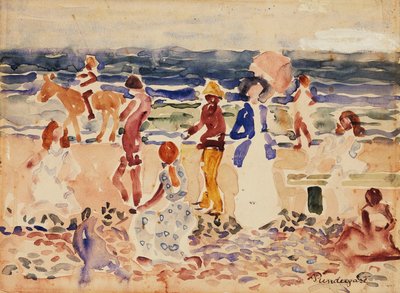 浜辺、1920-23年頃 作： Maurice Brazil Prendergast