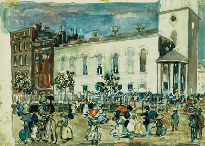 パークストリートチャーチ、ボストン、1905-1907年頃 作： Maurice Brazil Prendergast