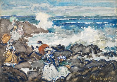 岩、波、人物 作： Maurice Brazil Prendergast
