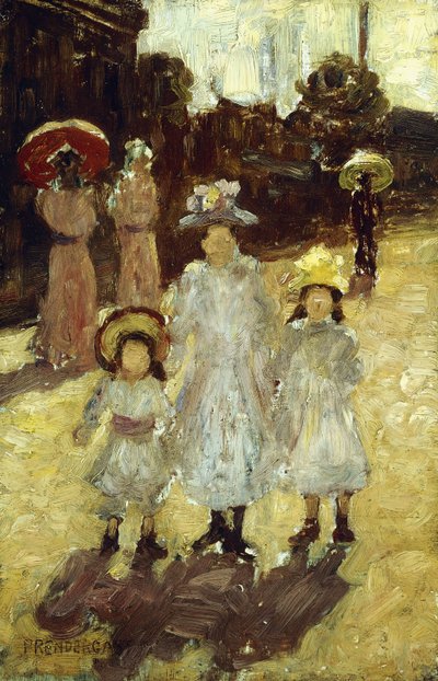 パリの日曜日の朝、1892-1894年頃 作： Maurice Brazil Prendergast
