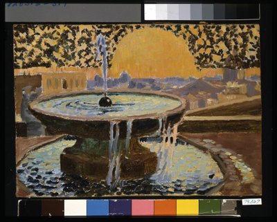 ヴィラ メディチの噴水 (層状ボール紙に油彩) 作： Maurice Denis