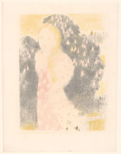 開花茂みの前の女の子 Les crépuscules ont une douceur (オブジェクトのタイトル) 愛の描写（シリーズタイトル） アムール（シリーズタイトル） 作： Maurice Denis