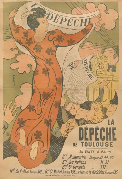 新聞LaDépêchede Toulouse、1892年のポスター。 作： Maurice Denis