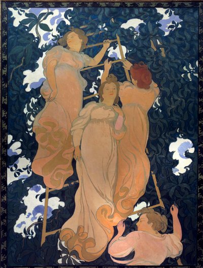 天井用のボール紙に貼り付けられた葉っぱのキャンバスのスケール 作： Maurice Denis